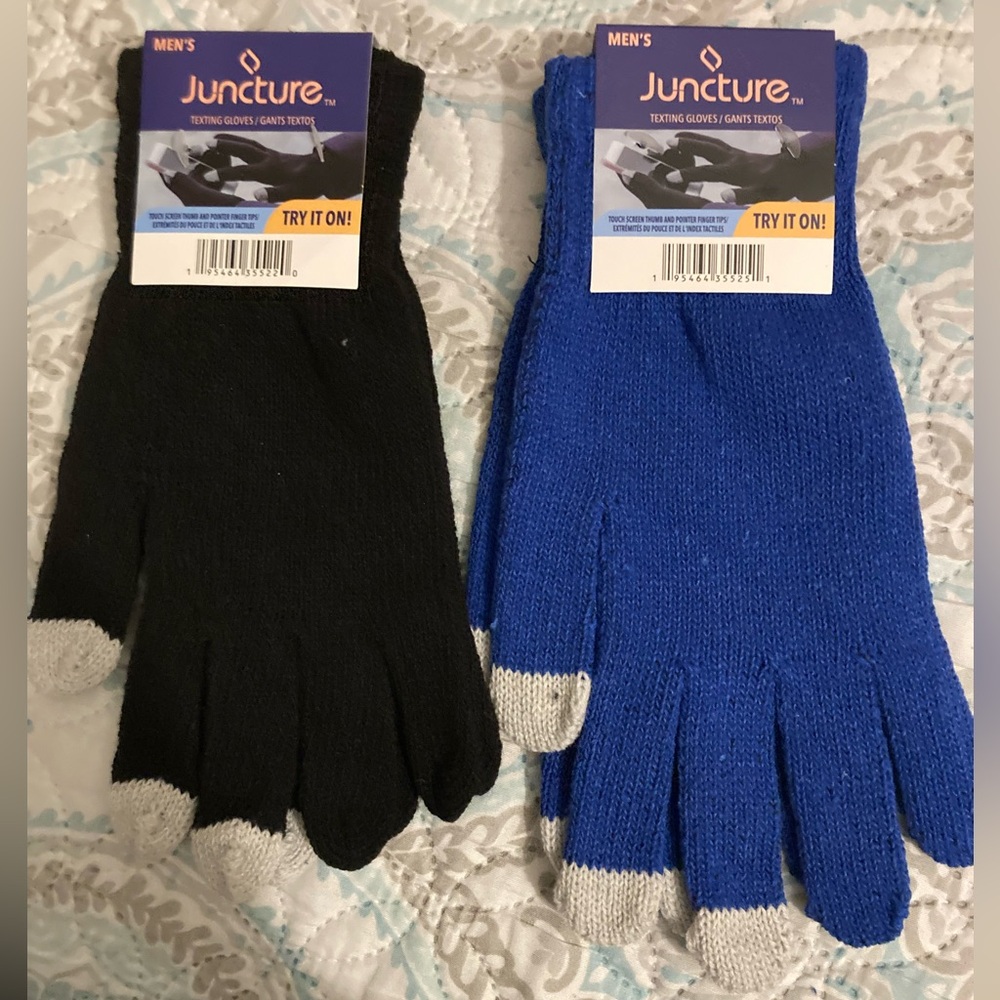 Juncture Men's Black and Blue Texting Gloves